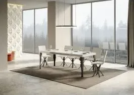 Tavolo master allungabile piano bianco lucido telaio antracite l 130 p 90 h 77 cm