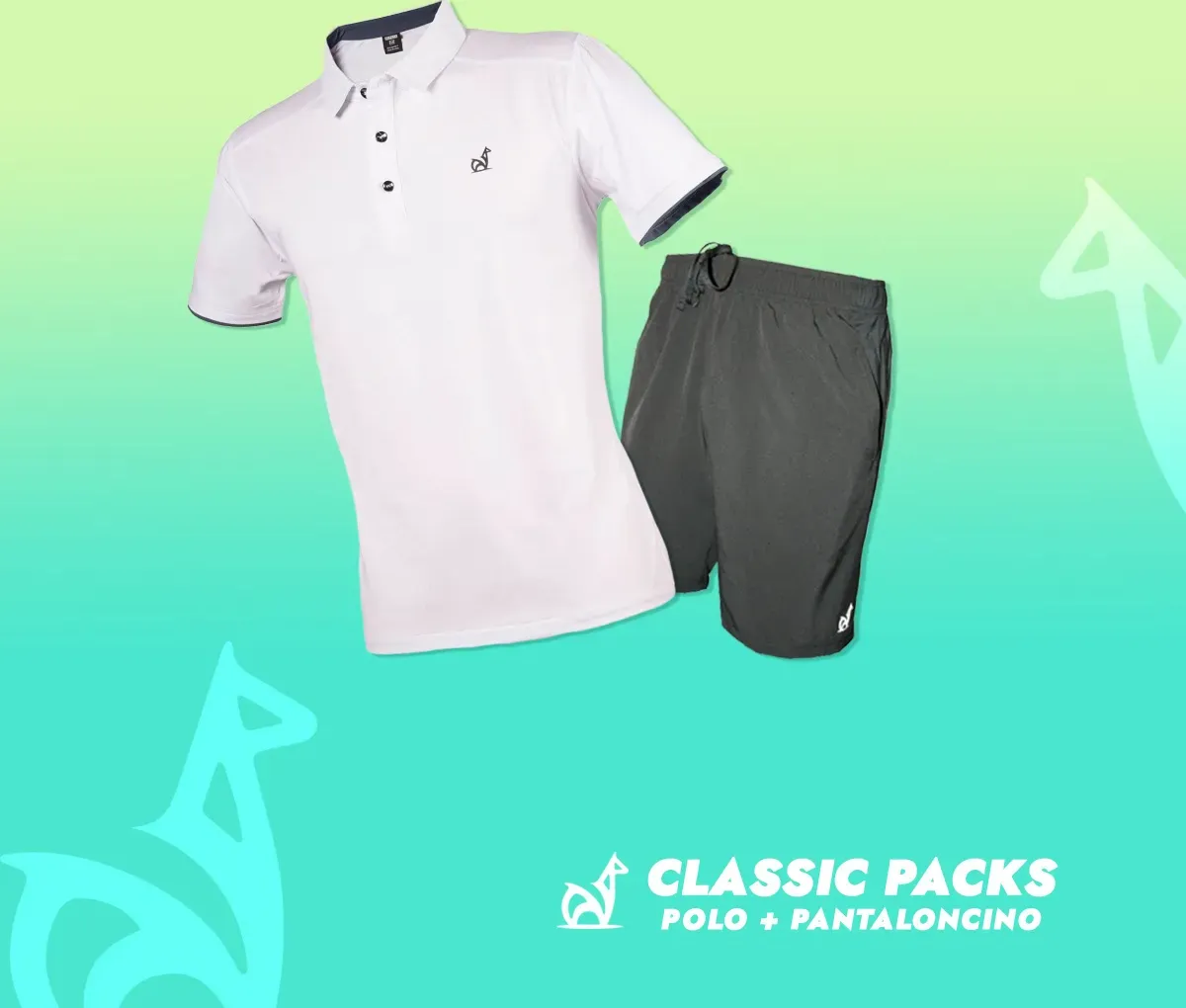 CLASSIC PACKS polo white + pantaloncino grey