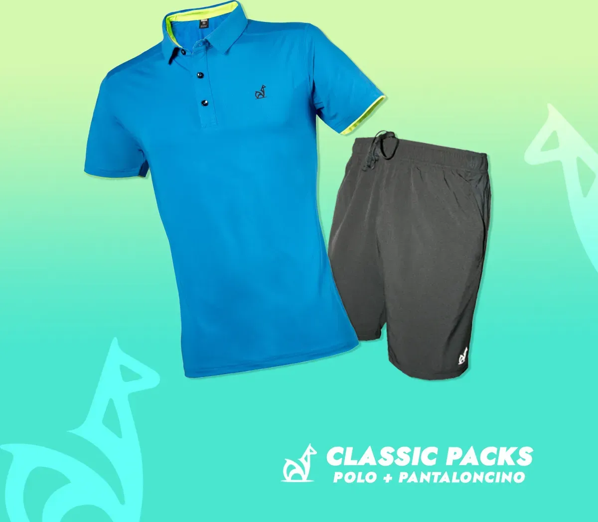CLASSIC PACKS polo blue + pantaloncino grey