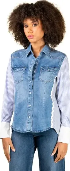 CAMICIA JEANS CON RIGA