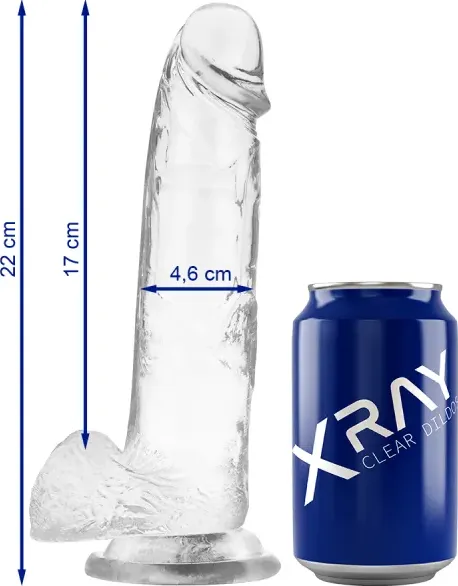 XRAY CLEAR DILDO REALISTA TRANSPARENTE 22CM X 4.6CM