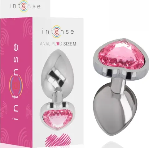 INTENSE - PLUG ANALE METALLO ALLUMINIO CUORE N ROSA TAGLIA M