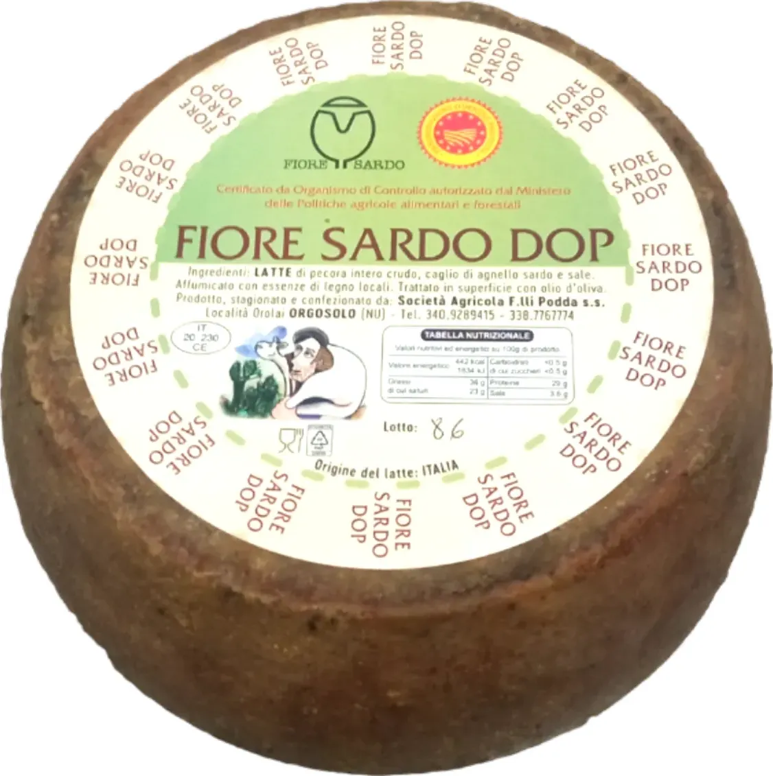 Formaggio pecorino Fiore Sardo DOP di Orgosolo 12 mesi