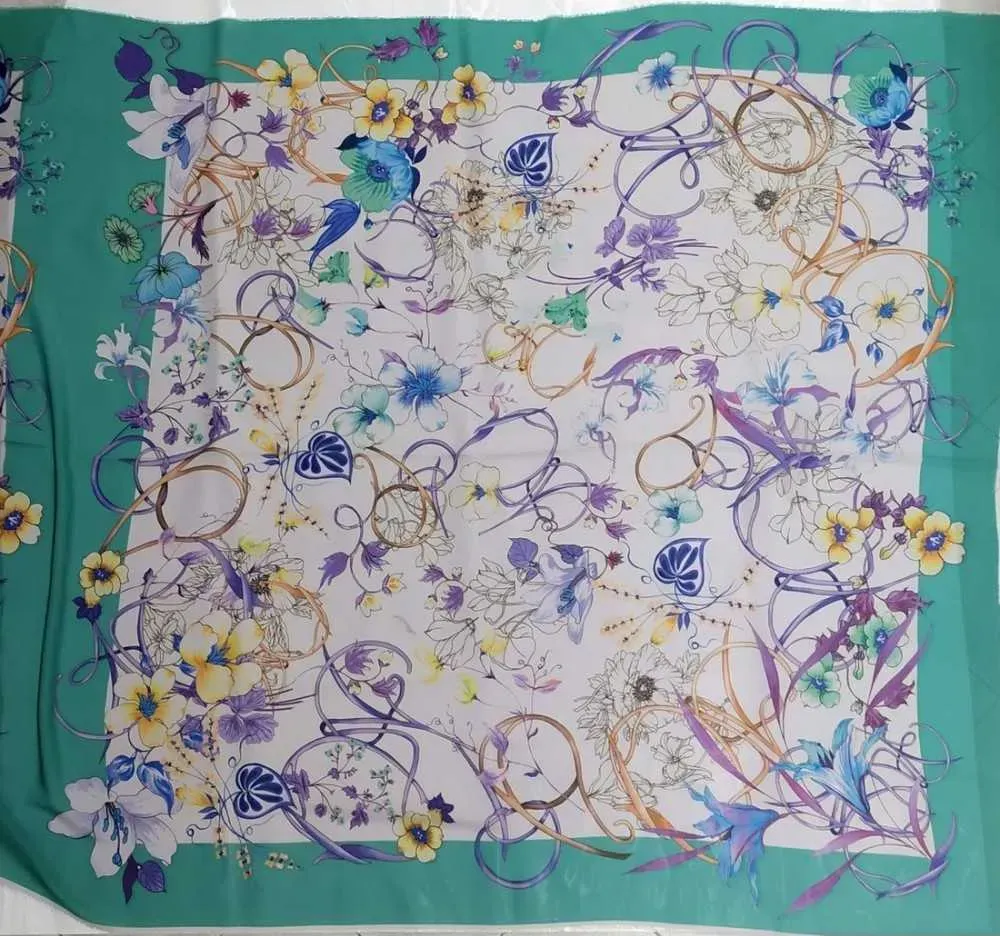 Pannello Georgette  Stampa Foulard Fiori 150X150 Cm 6