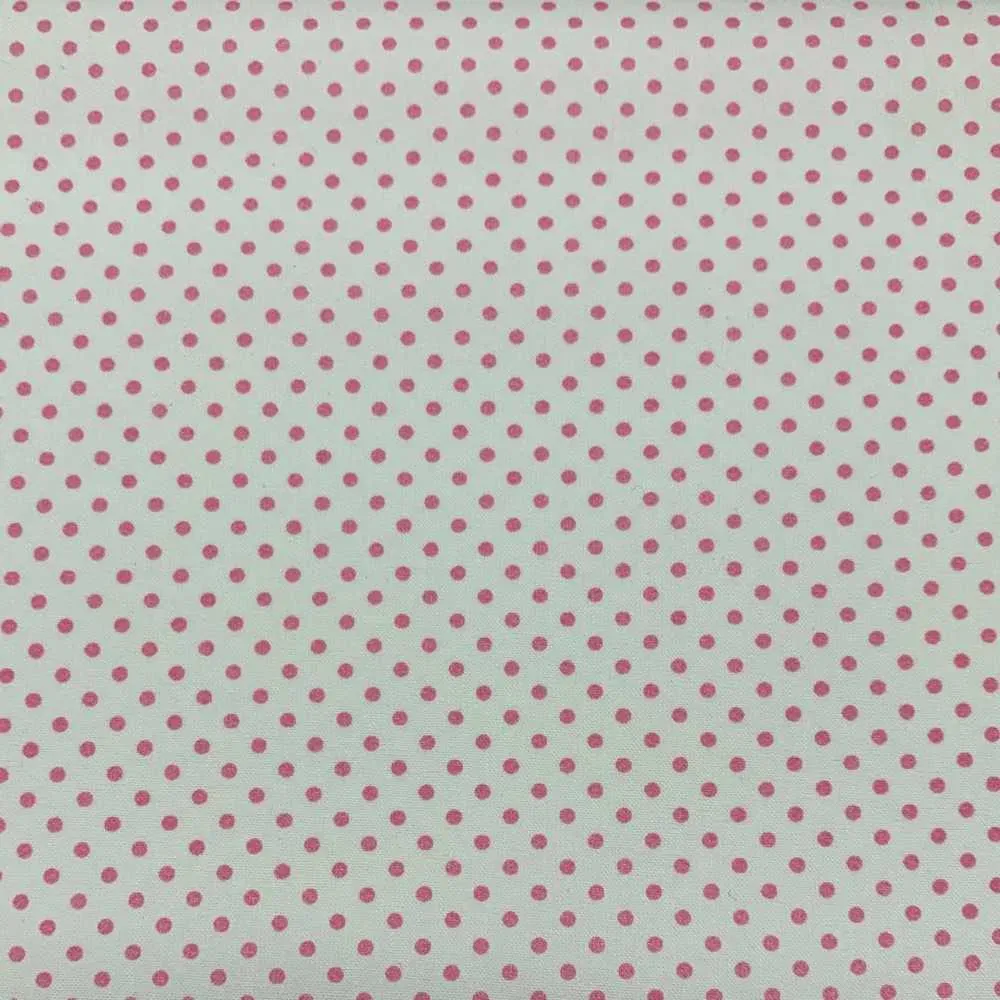 Tessuto Cotone Pois 50 Cm Fondo Bianco Rosa