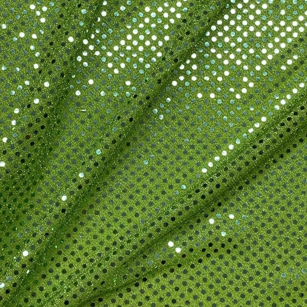 Tessuto Paillettes Elastico 50 Cm Lamè Verde Mela