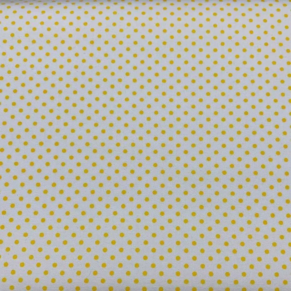 Tessuto Cotone Pois 50 Cm Fondo Bianco Giallo