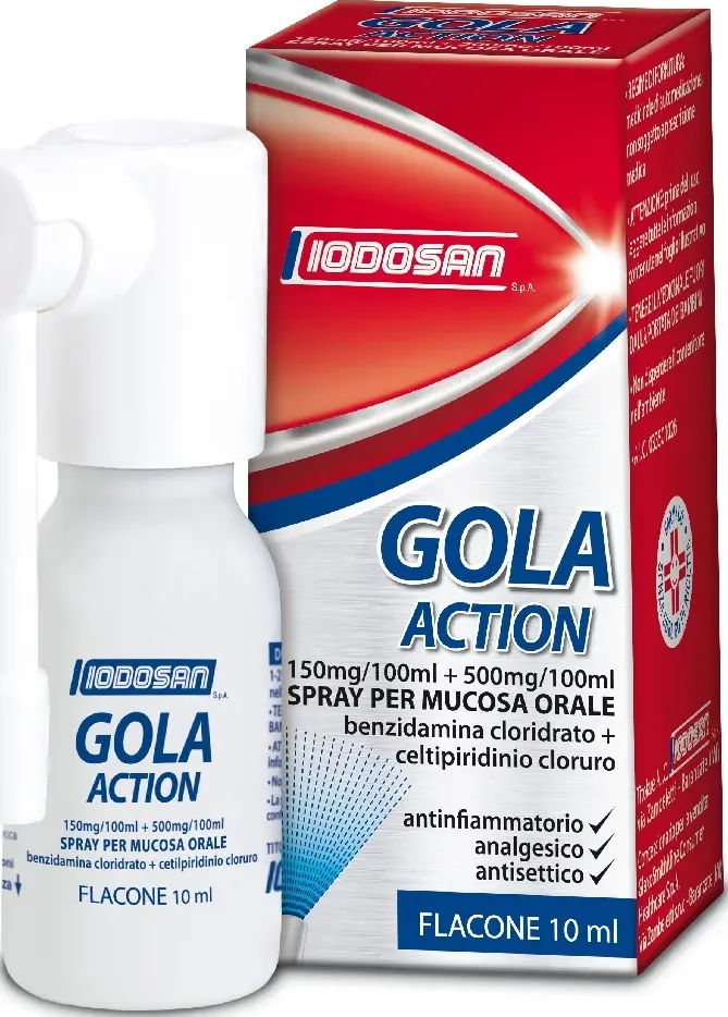 Iodosan Gola Action Spray Per Mucosa Orale Antinfiammatorio Analgesico Antisettico 10 Ml