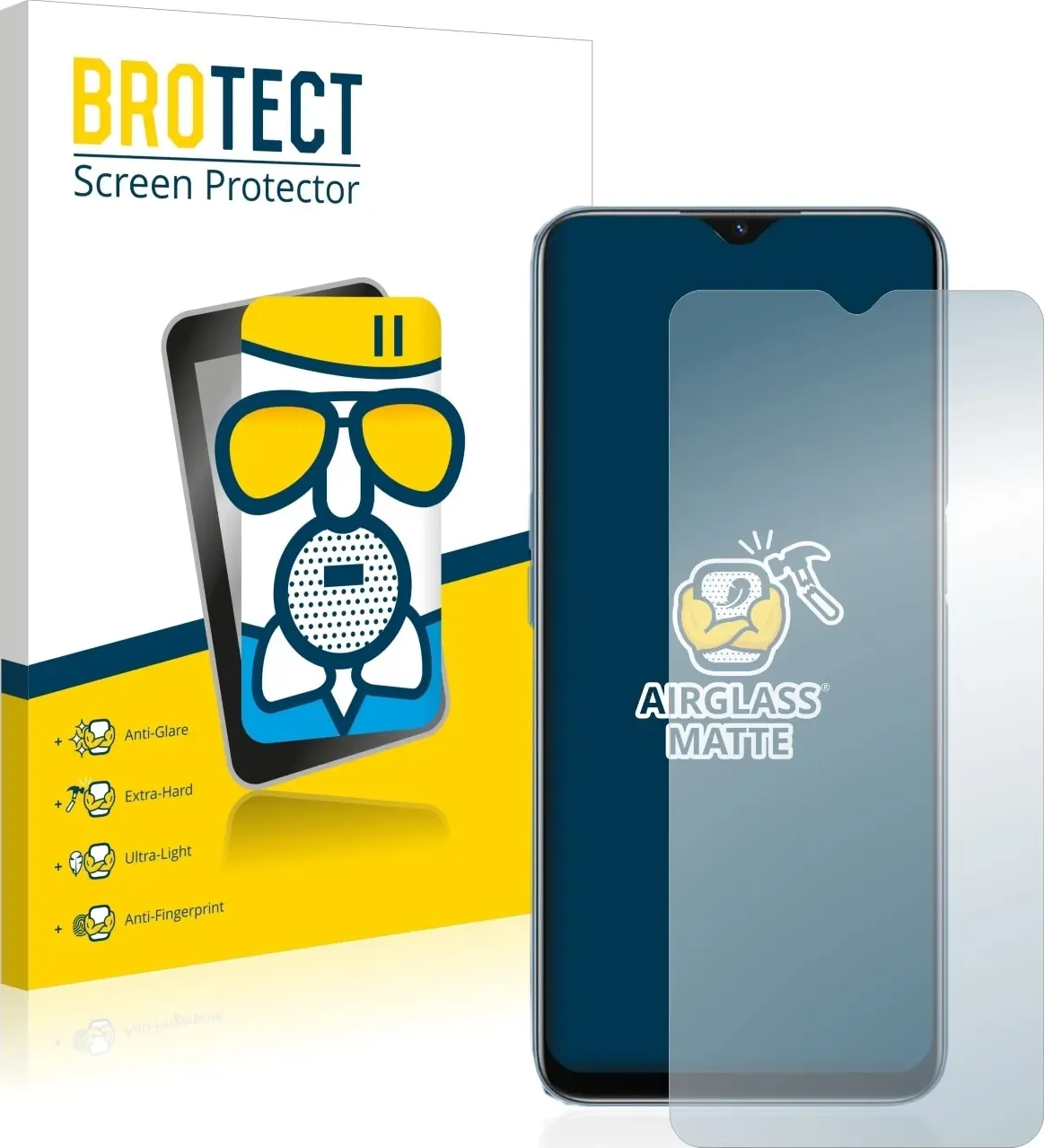 BROTECT AirGlass Vetro Opaco (1 Pezzo/i, Oppo A16), Pellicola protettiva smartphone