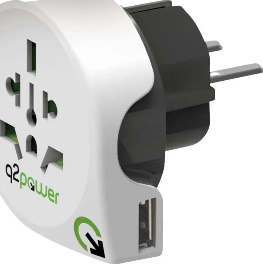 Q2 Power, Adattatore da viaggio, USB da mondo a Europa