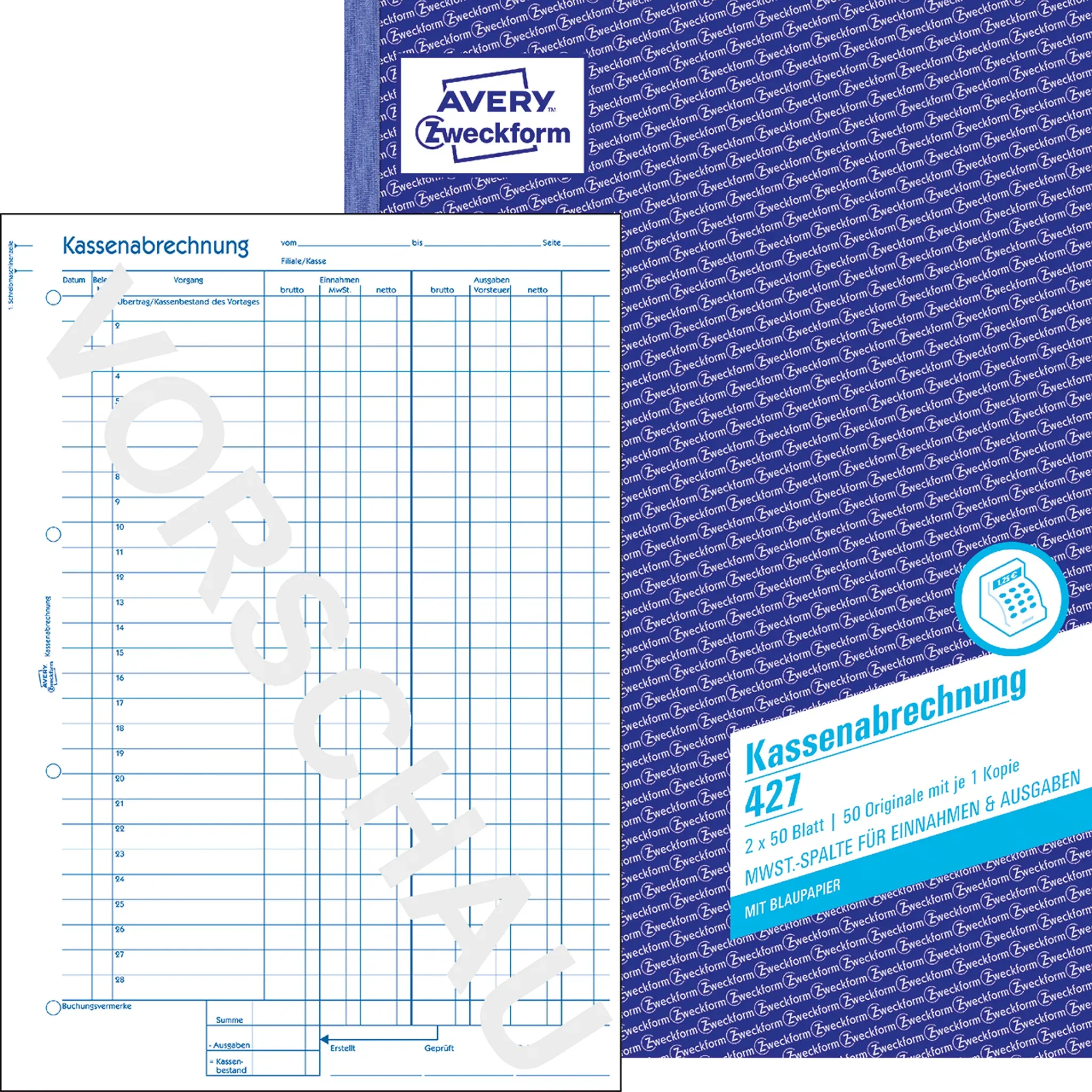 Avery, Polizza di versamento, Liquidazione in contanti 427 (50 x)