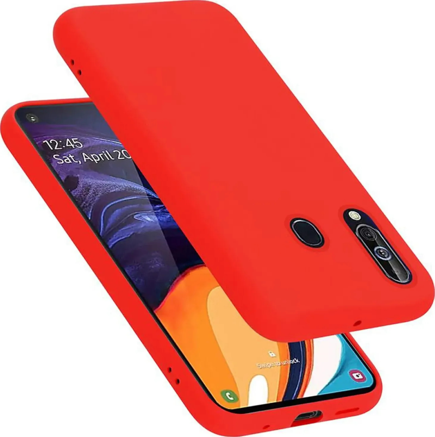 Cadorabo Copertura della cassa del silicone liquido TPU (Galaxy M40, Galaxy A60), Cover smartphone, Rosso