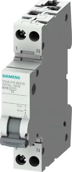 Siemens, Interruttore, SIEM 5SV6016-6GV06 AFDD/MCB 6kA B06 1+N 1TE interruttore automatico in confezione da 12 pezzi.