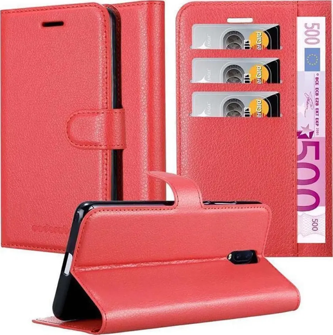 Cadorabo Libro con copertina con funzione di stand (Oppo R17), Cover smartphone, Rosso