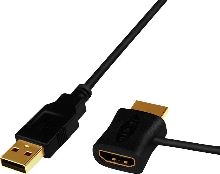 LogiLink HDMI (Typ A) — HDMI (Typ A) USB A (HDMI, 50 cm), Adattatore dati + video, Nero