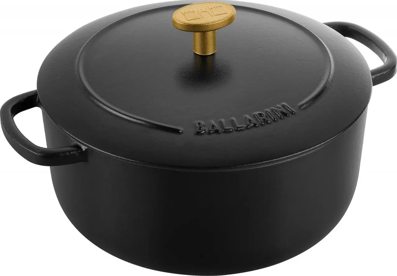 Ballarini Cocotte BELLAMONTE 22 cm rotonda 3,0 litri in ghisa arrosto nero, Padella + Pentola