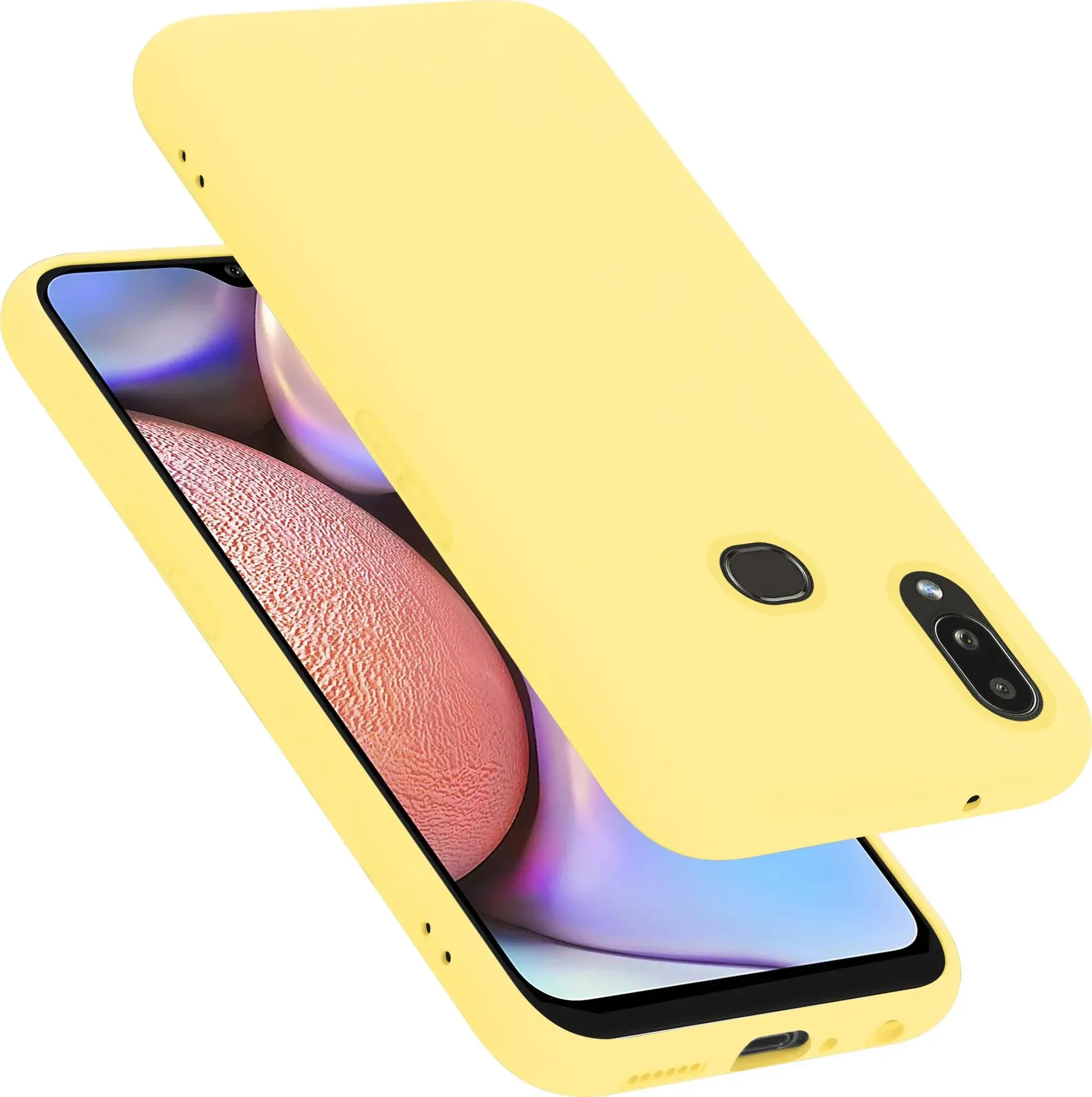 Cadorabo Copertura della cassa del silicone liquido TPU (Galaxy A10s), Cover smartphone, Giallo