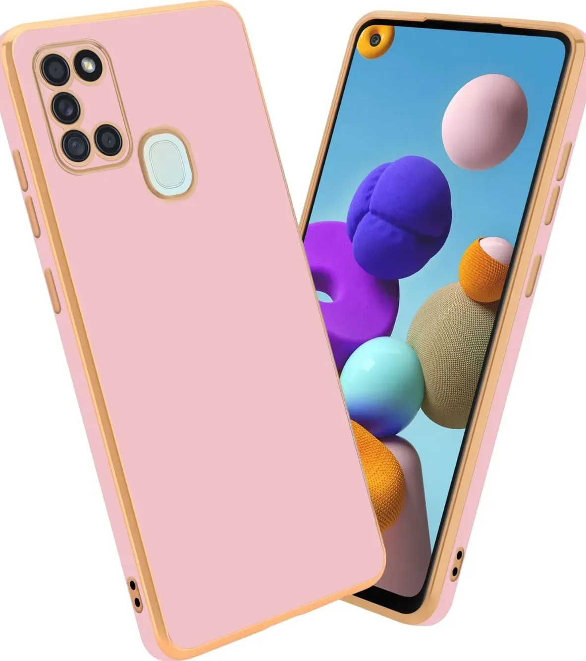 Cadorabo Custodia per Samsung Galaxy A21s in TPU con protezione della fotocamera LM130 Style (Galaxy A21s), Cover smartphone, Rosa