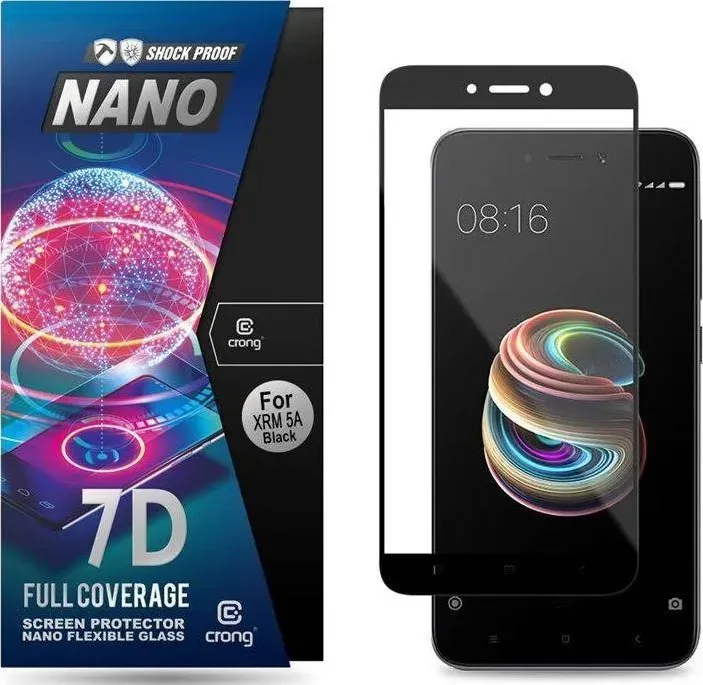 Crong 7D Nano Flexible Glass - Vetro ibrido 9H per l'intero schermo dello Xiaomi Redmi 5A. (Xiaomi Redmi 5A), Pellicola protettiva smartphone