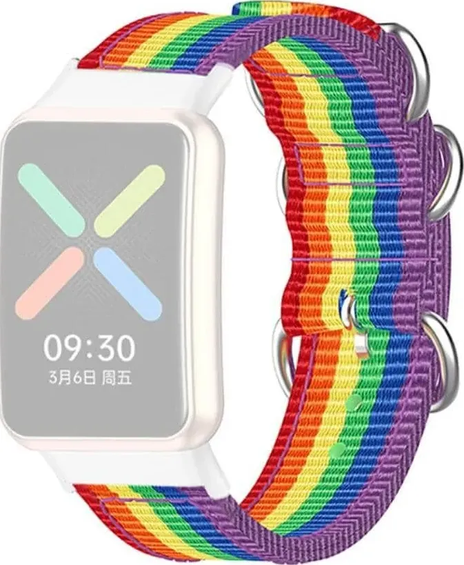 Cover-Discount OPPO Watch Free - Bracciale di ricambio in nylon Rainbow, Cinturino per smartwatch + sportwatch