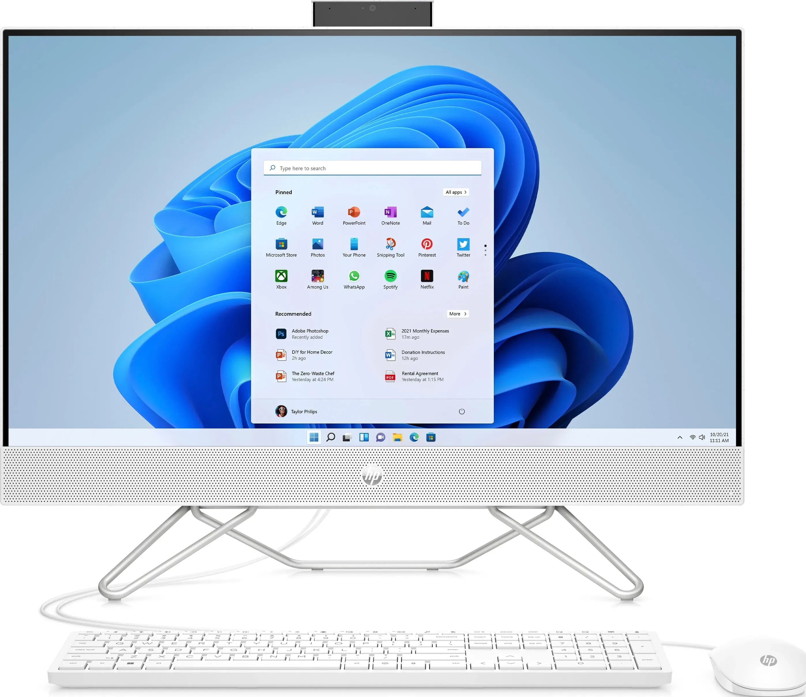 HP 27-cb1104ng AIO (Intel Core i3, 512 GB, SSD), PC, Bianco