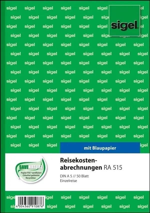 Sigel, Polizza di versamento, Libretto di moduli "Nota spese di viaggio", A5, 50 fogli