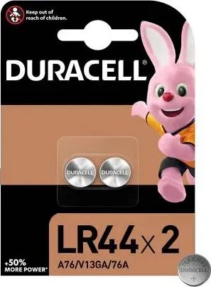 (1 confezione) duracell spec. batterie 2pz bottone lr44 76a/a76/v13ga