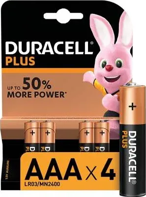 (1 confezione) duracell plus batterie 4pz ministilo lr03 mn2400 aaa