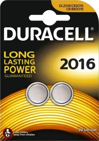 (1 confezione) duracell lithium batterie 2pz bottone dl/cr2016