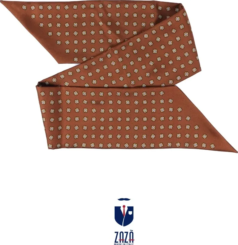 Foulard twilly in seta stampata DIANA Marrone