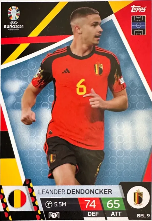 N.BEL 9  Leander Dendoncker Belgium  - Match Attax Euro 2024 Topps