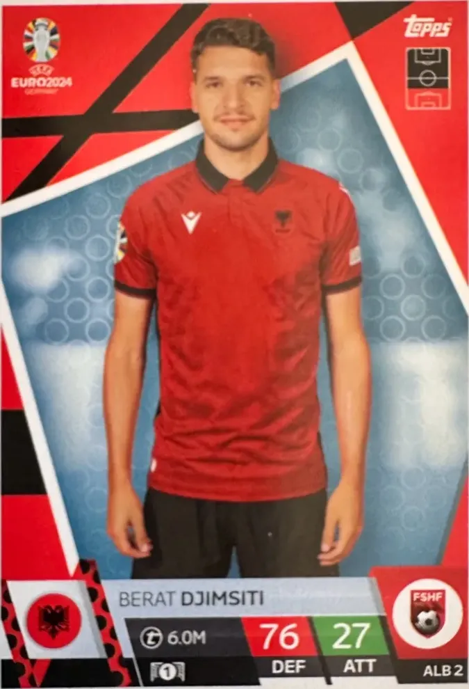 N.ALB 2  Berat Djimsiti Albania  - Match Attax Euro 2024 Topps