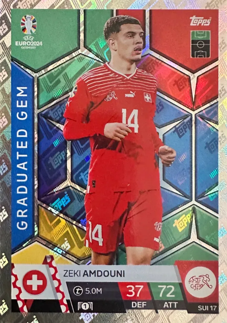 N.SUI 17  Zeki Amdouni Switzerland  - Match Attax Euro 2024 Topps