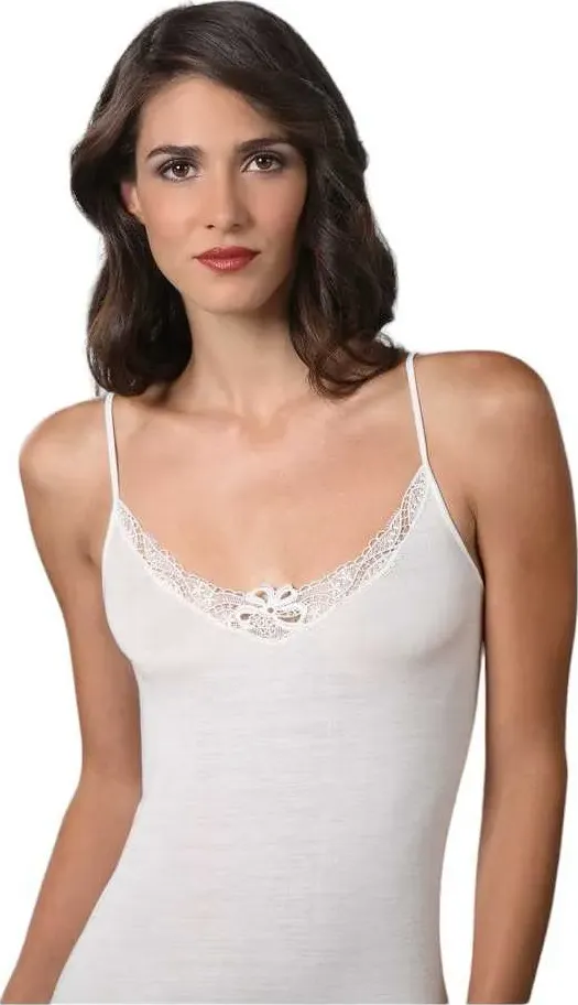 Top Spalla Stretta Donna Macramè Lana