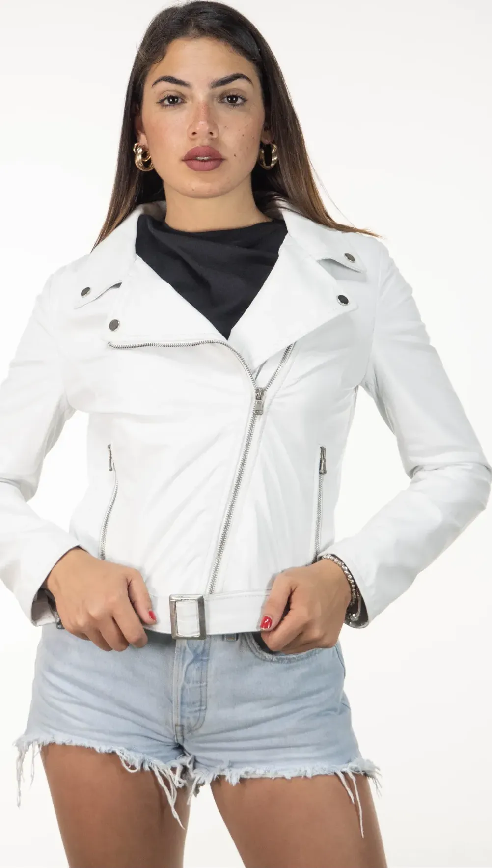 Cel - chiodo donna bianco in vera pelle - leathertrend.it