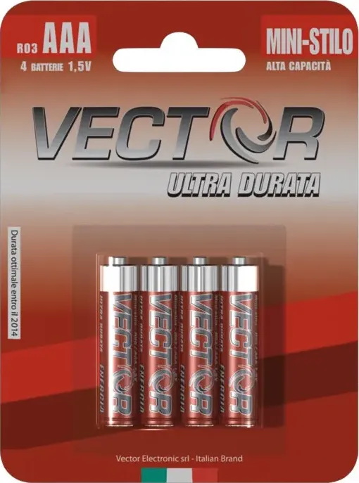 Batteria vector ultra durata ministilo r03 aaa 4 pz