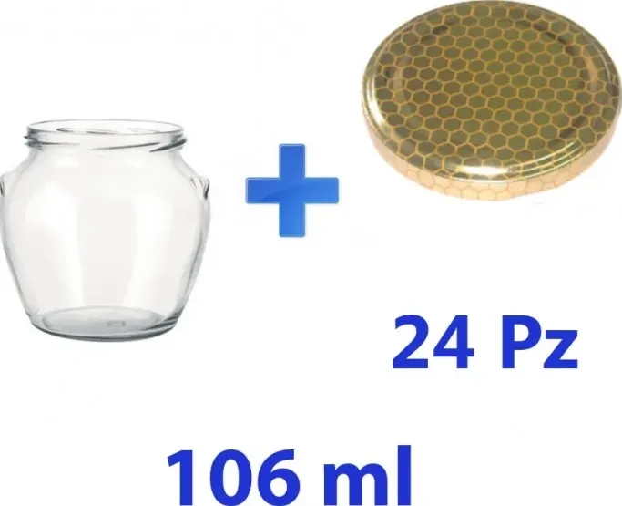 24 barattoli in vetro orcio per miele 106 ml - 130 g con tappo