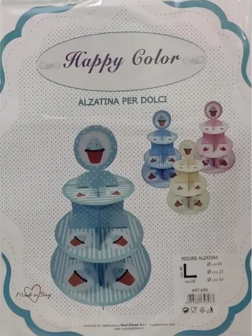 Alzatina per dolci in cartone verde a 3 ripiani cm 30x40