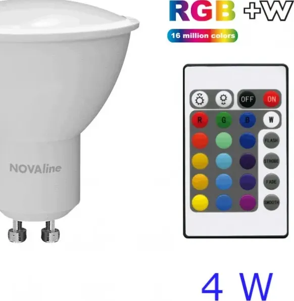 Lampadina led spot faretto gu10 4w rgb + white con telecomando