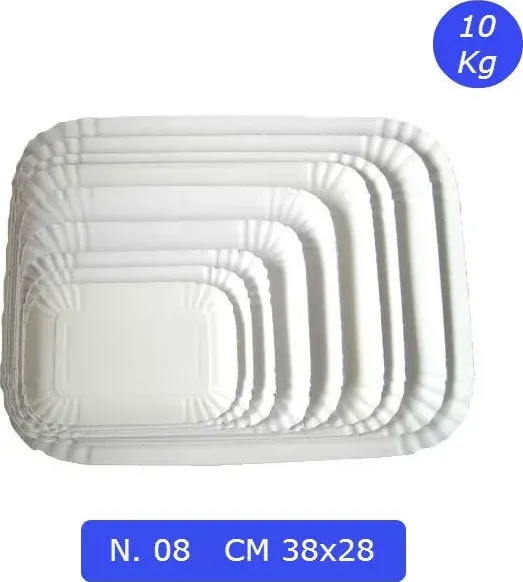 Vassoio carta rettangolare bianco n 08 cm 38x28 kg 10