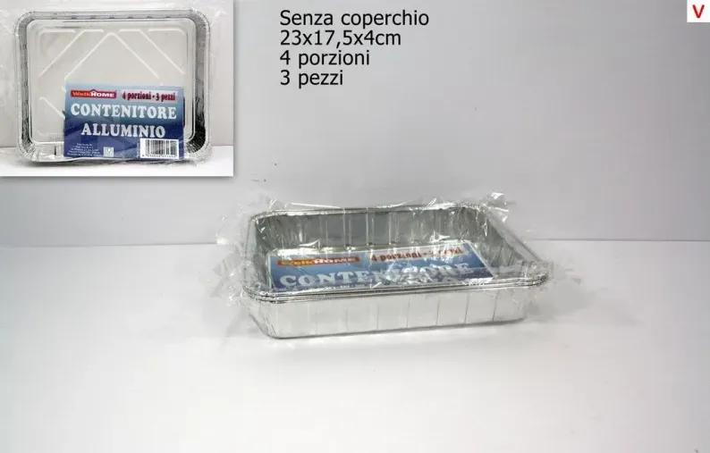 Vaschetta alluminio s/cop 4 porzioni pz 3