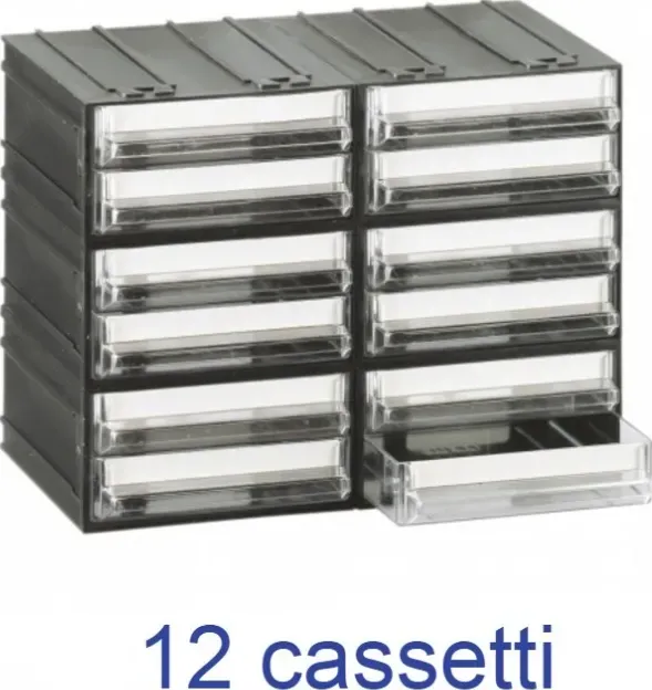 Cassettiera componibile porta oggetti 12 cassetti trasparenti
