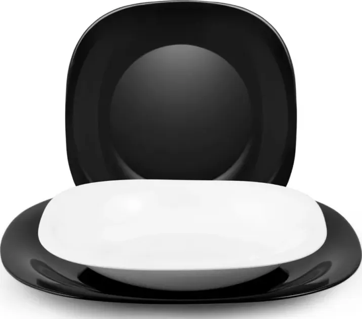 Servizio piatti da tavola in arcopal pz 18 carine black e white luminarc