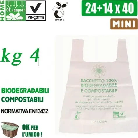 Buste shoppers biocompostabili mini kg 4 bianche