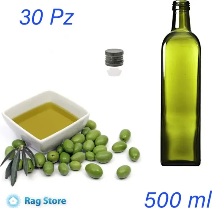 30 pz bottiglia per olio quadrata marasca da 500 ml (50 cl) colore uvag
