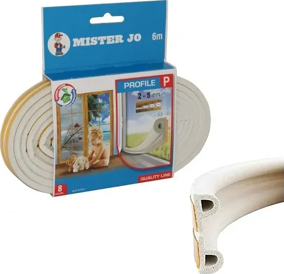 Guarnizione porte e finistre in gomma p 2-5 mm 6 mt bianco