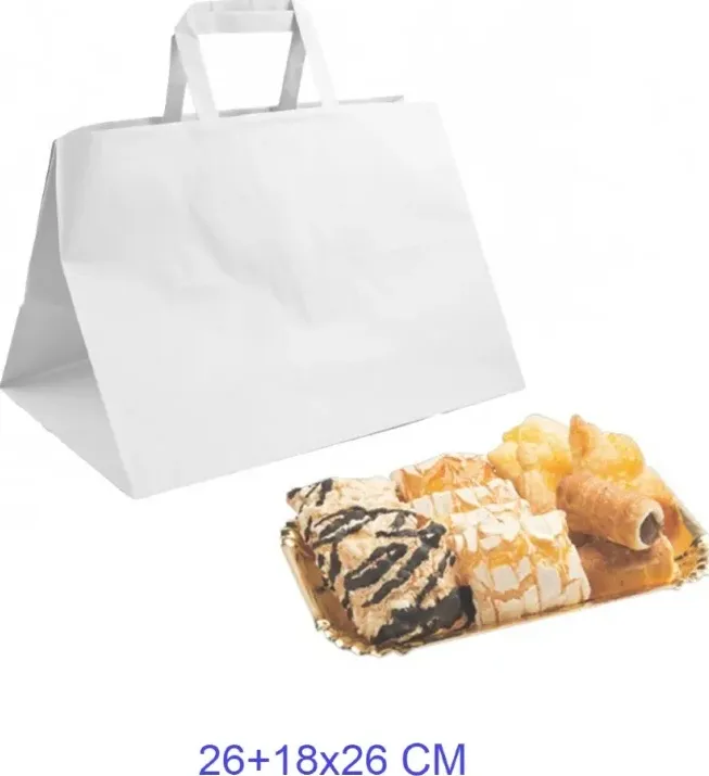 Busta carta shopper cm 26x18x26 pasticceria bianca