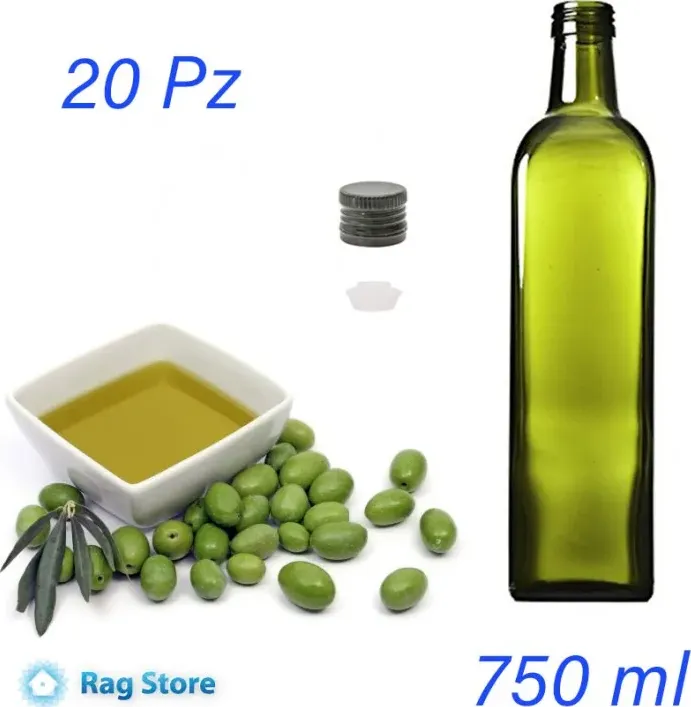 20 pz bottiglie per olio quadrata marasca da 750 ml (75 cl) colore uvag