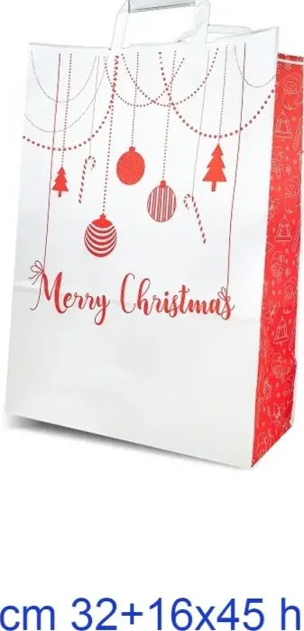 Busta carta shoppers natale cm 32x16x45 merry christmas