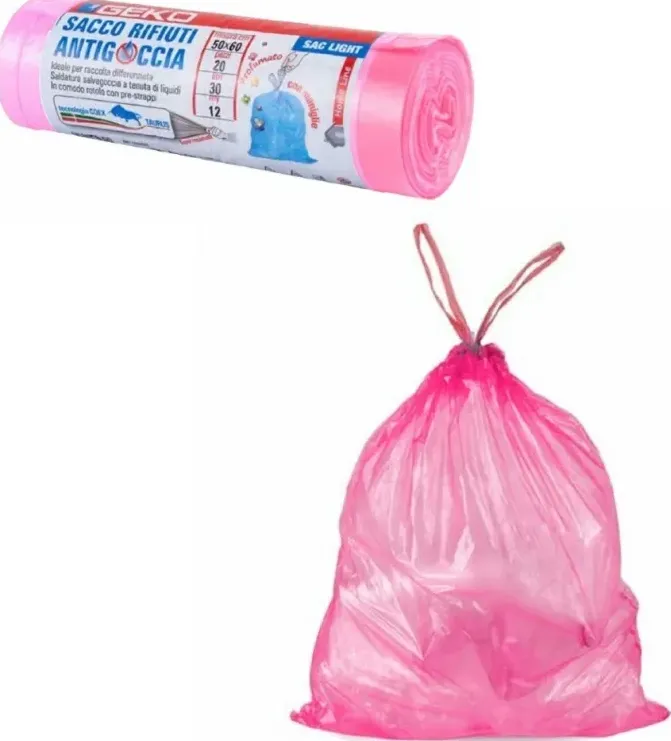 Sacchetti buste spazzatura profumati cm 50x60 con manici 20 pz rosa